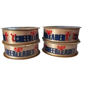 Offray Cheerleader Ribbon 7/8 Inch x 9 Feet Red Blue White Lot of 4 Spools